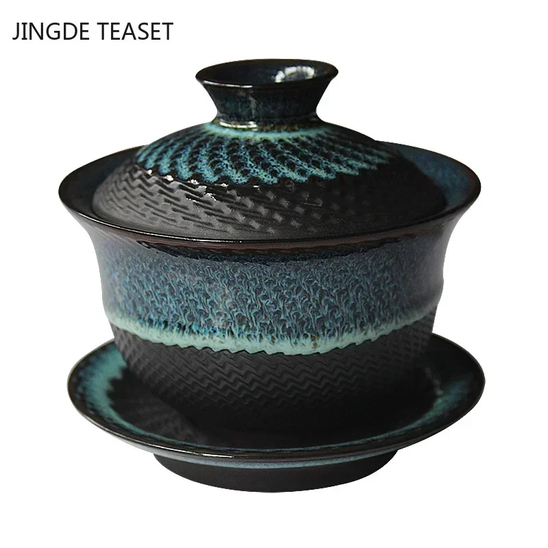 Dehua Kiln Change Ceramic Gaiwan Tea Cup Handmade Tea Tureen Chinese Retro Set Accessories Master Cup Drinkware 180ML tea set