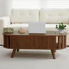 Lift Top Coffee Table with Storage,47.2" Oval Coffees Tables with Open Fence Storage, Mid Century Coffee Table with Lifting top 3