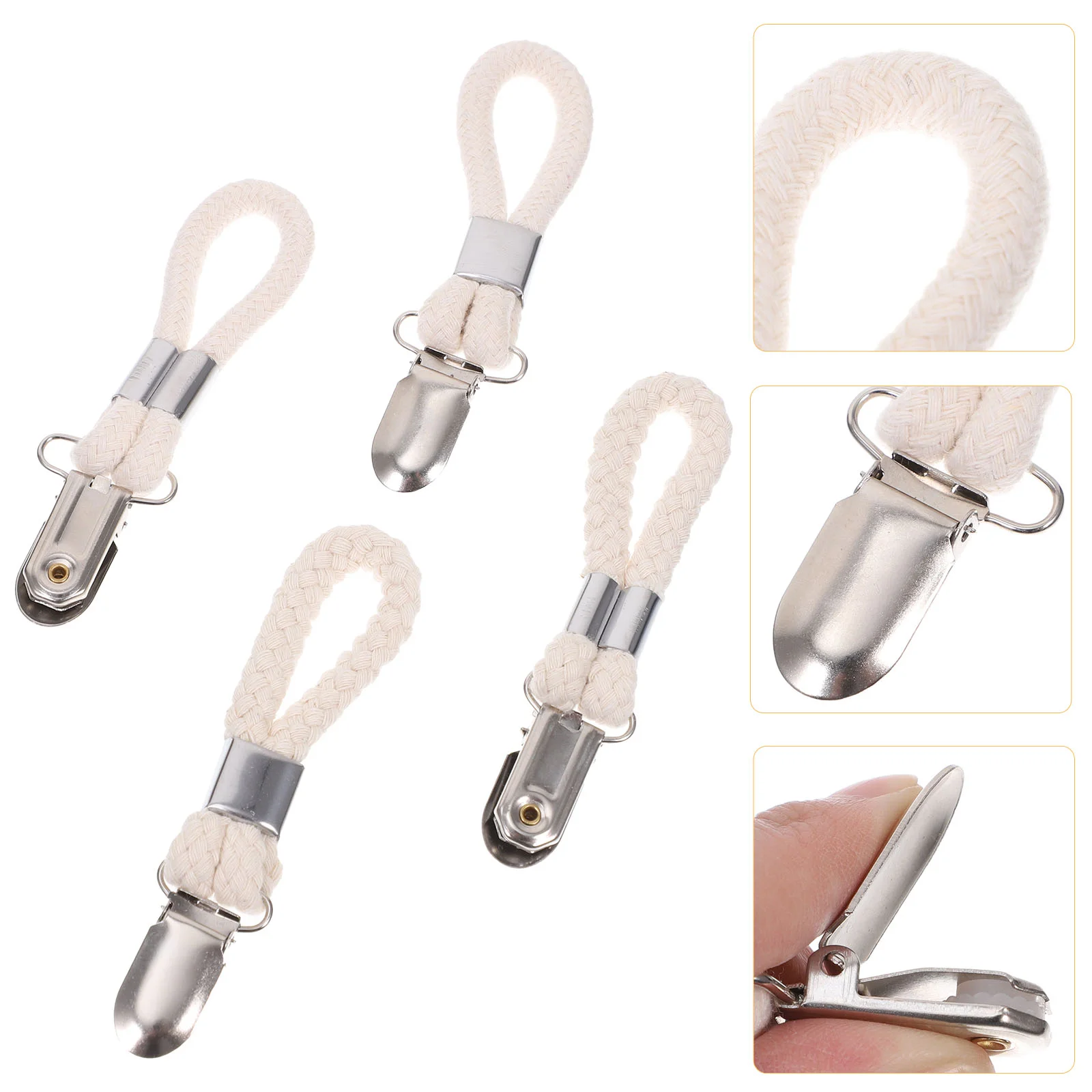

4 Pcs Cotton Rope Towel Holder Clothes Hanging Clips Hangers Bathroom Iron Holders Clamps Lid Holds
