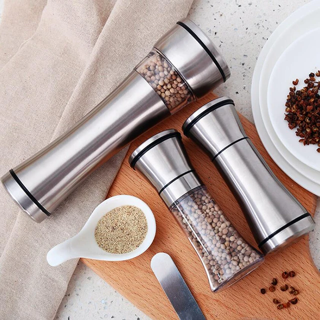 1PC Adjustable Salt Pepper Grinder Stainless Steel Glass Mill