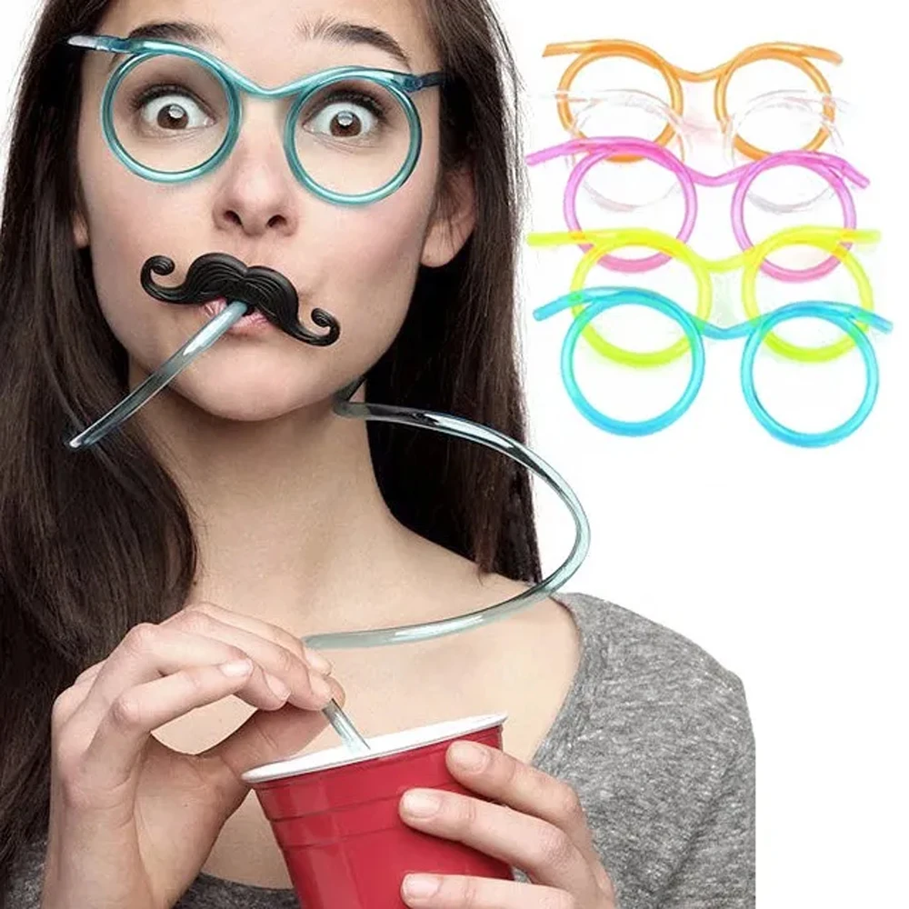 Source Hot funny soft plastic straw glasses unique drinking tube kids party  bar accessories on m.