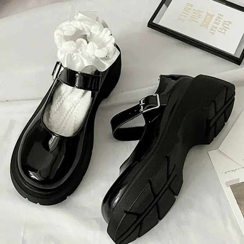 Women's Shoes Japanese Jk Style Kraft Leather Shoes Versatile 41 Thick Sole Mary Jane 42 Style Flats 2