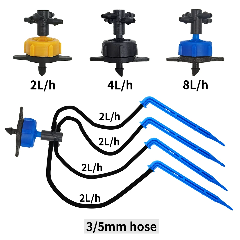 Drip Irrigation Kits Garden Automatic Watering System 4-Way 3/5mm 2-Way Drip Arrow Transmitter Potted Plant 10/20set Greenhouse