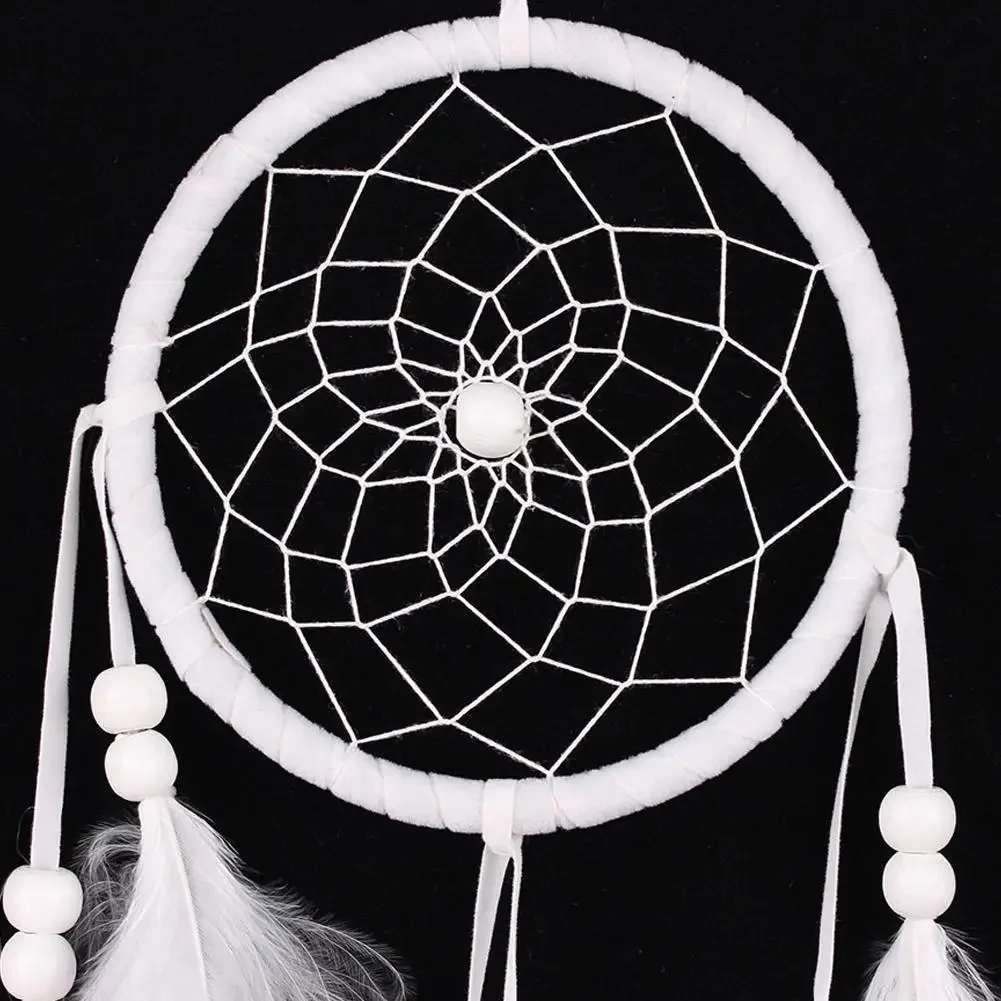55cm White Dream Catcher Net with Feathers Handmade Wall Hanging Car Ornament Craft Home Decoration Decor Wind Chimes Dropship 5