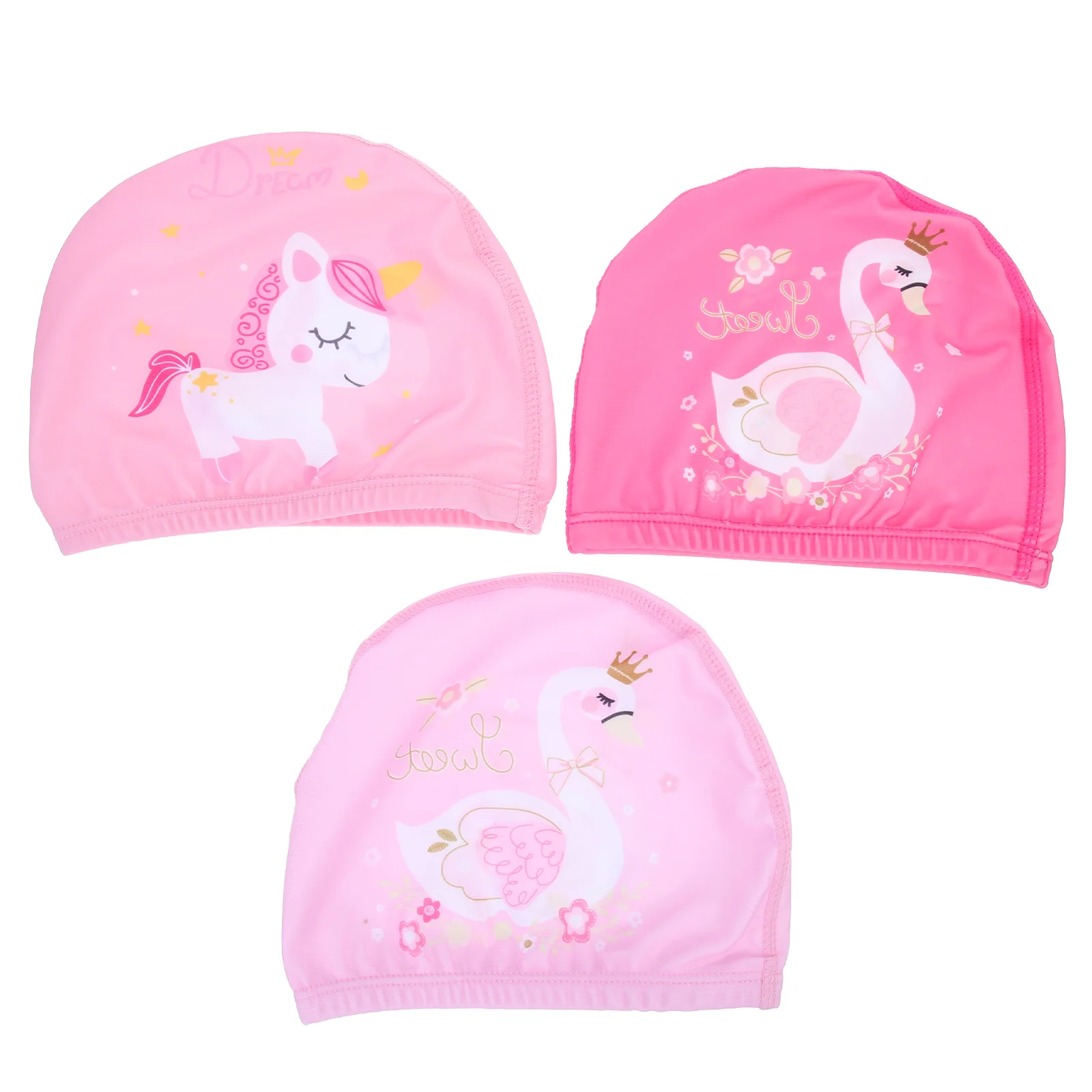 Cap Swimming Swim Caps Kids Bathing Hat Shower Girls Cartoon Swan Pool Pu Hair Waterproof Accessories Hats Sleeping Bath