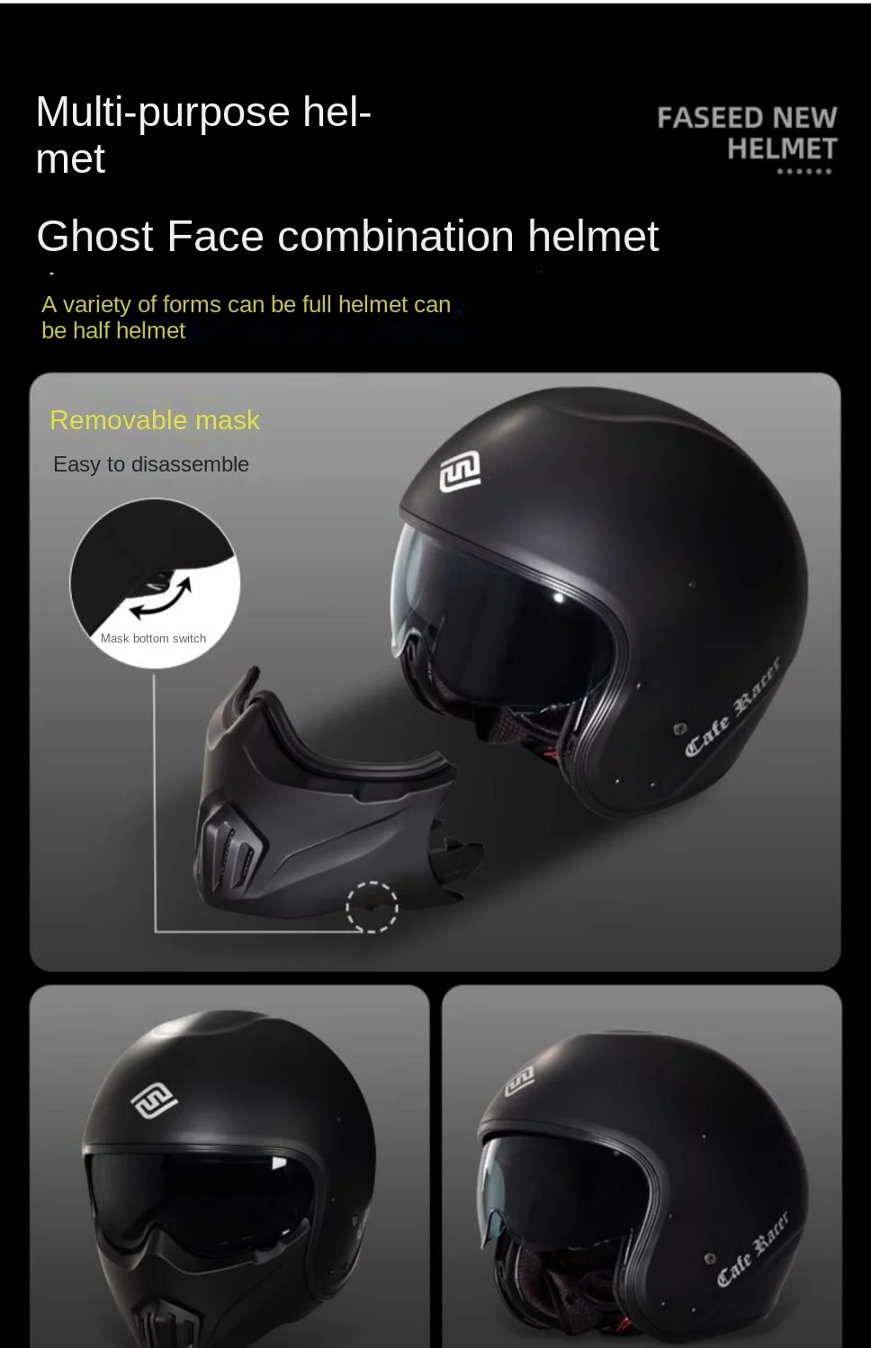 FASEED Full Face Motorcycle Helmet Detachable Modular Retro  DOT ECE Certification Capacetes moto Cascos para moto