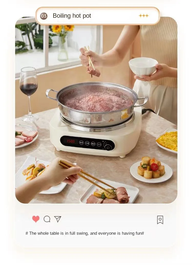 Fogão de indução côncavo para fritos, alta
