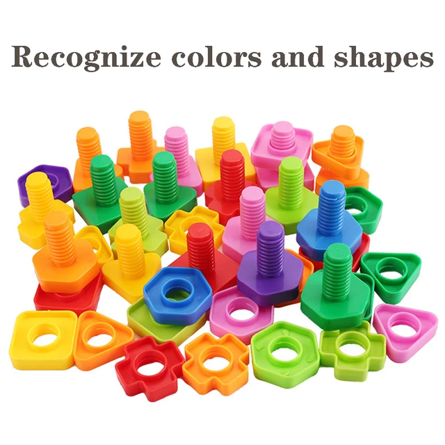 Focus Kids Screwing Building Blocks Children Screw Creative Mosaic Puzzle Toys For Children Plastic Insert Blocks Nut Shape Boys 1