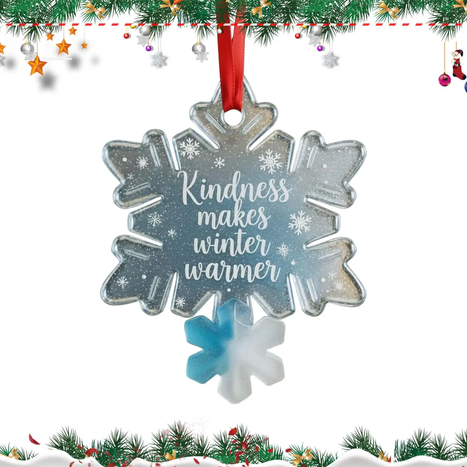 Sea Glass Christmas Ornament Coastal Themed Ornament Friendship Sea Glass Pendant for Xmas Tree Indoor Outdoor Window Decor