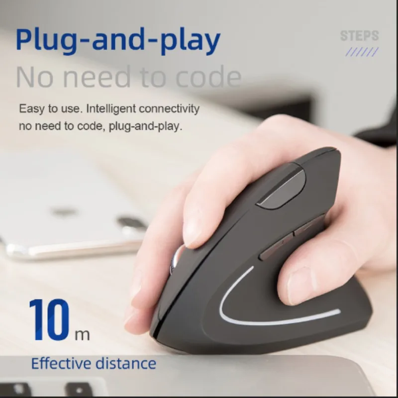 Wireless Mouse 2.4G Vertical Game Ergonomics 1600DPI PC Laptop Office Mini Game