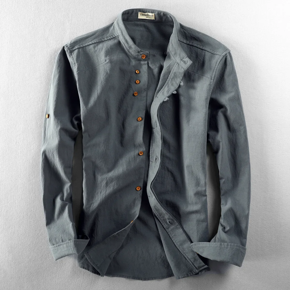 Men Cotton Linen Shirts Long Sleeve Casual Slim Mandarin Collar Business Dress cotton shirt long sleeve shirt men casual shirt