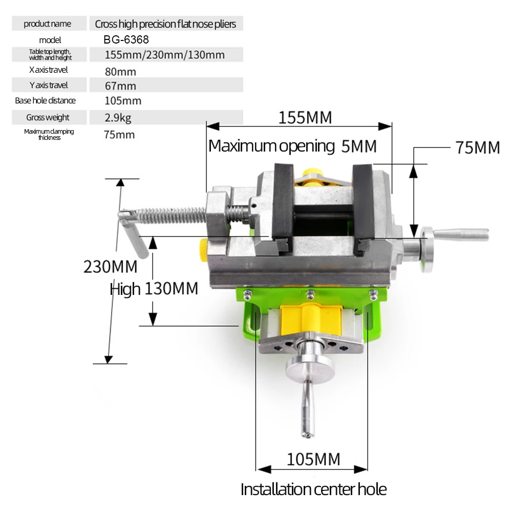 Allsome BG-6368 3-inch Cross-Sliding Vise with Compound Slide for Mill and Drill Press,Cross Slide Drill Press Vise 3