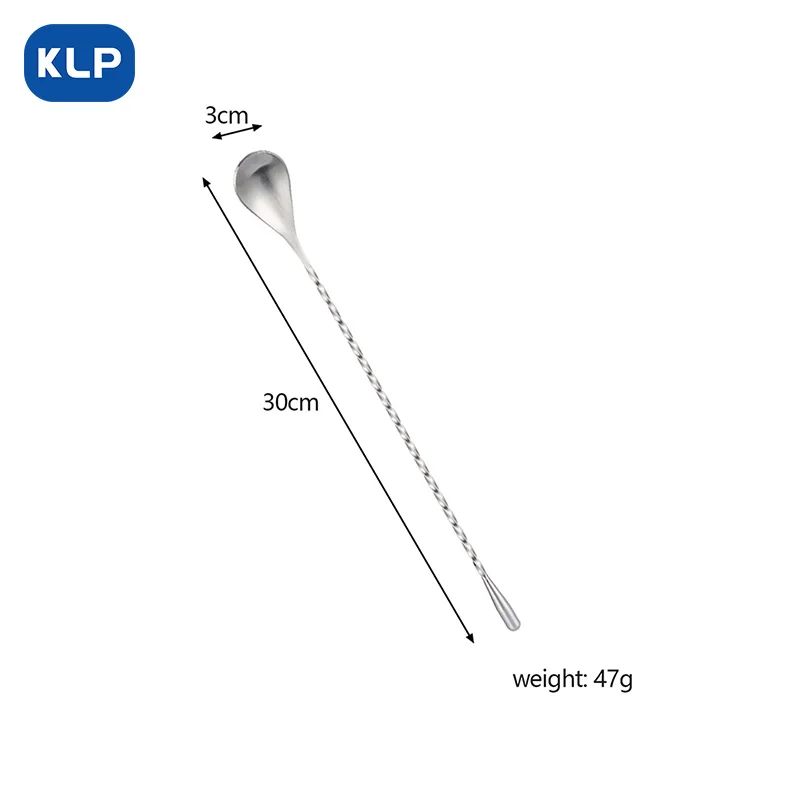 KLP Stainless Steel Bar Spoon Mixer Stick Long handle stirring spoon milk tea Coffee Stir stick Mixer tool Bar-spoon bar spoon