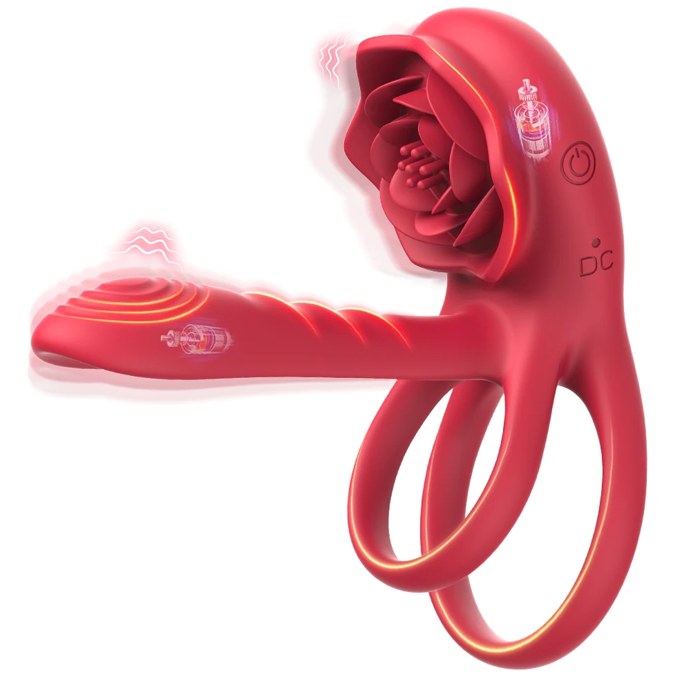 Powerful Penis Sleeve Sucking Stimulator G-spot Female Nipple Clitoral Massager Sex Toy for Couple Rose Penis Cock Ring Vibrator