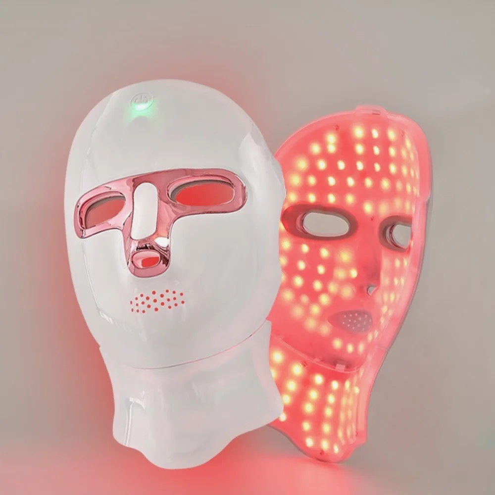 LED Facial Mask Face and Neck 7-1 Colors Light Therapy Skin Beauty Red Light Facial Mask Wireless Rechargeable at Home Use face mask led facial mask facial neck mask