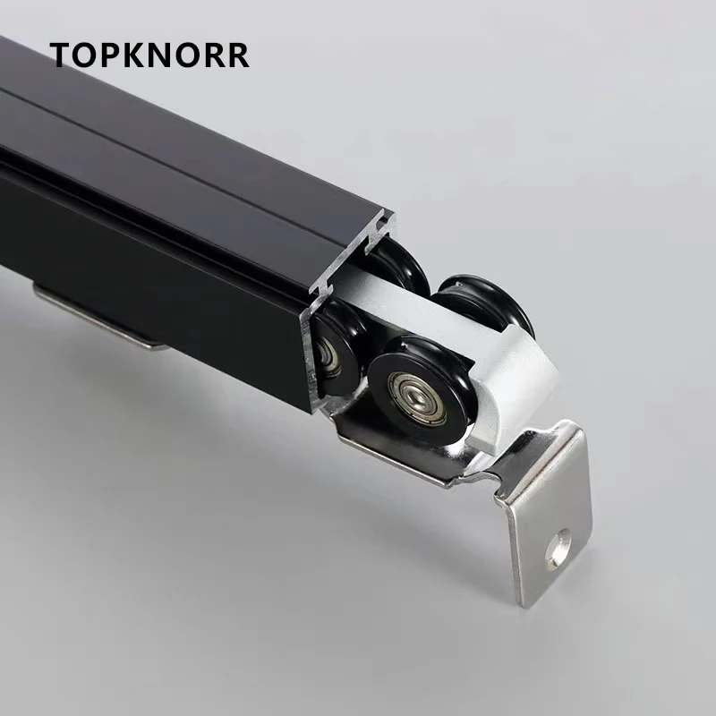 Two-way Buffered Suspension Wheel Sliding Door Rail Rail Kitchen Damping Buffered Suspension Wheel Black Sliding TOPKNORR