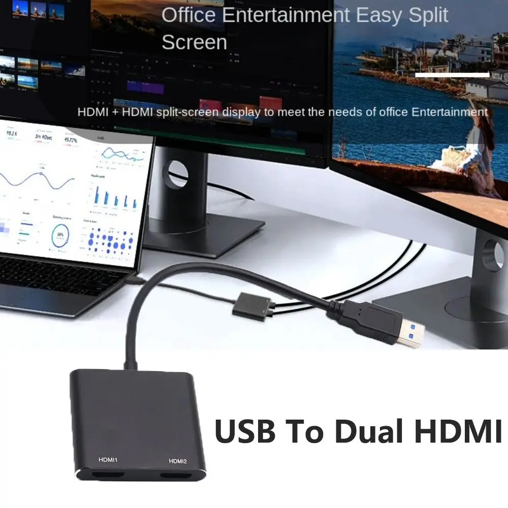 USB 3.0 To HDMI USB To Dual HDMI Converter 1080P Extended Converter Adapter Plug and Play Aluminum Alloy