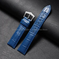 Premium Calfskin Leather Watch Strap with Steel Buckle - 18mm (Blue)