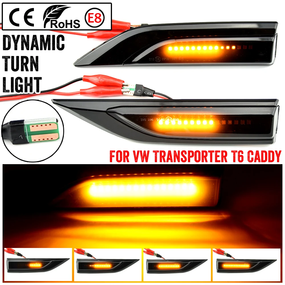 

LED Dynamic Side Marker Turn Signal Light For VW Transporter T6 Multivan Caddy MK4 Sequential Blinker 2015 2016 2017 2018 2019