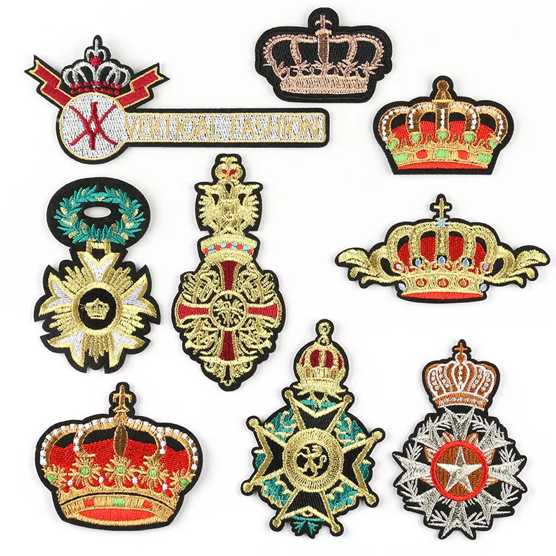 

9Pcs/set Crown pattern Ironing Embroidered Patch DIY Clothes T-Shirt Sew Denim Backpack Fashion medal badge Decoration