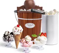 6 Quart Nostalgia Electric Ice Cream Maker ,Fun Kitchen Appliance - Vintage Wooden Style, Dark Wood 1