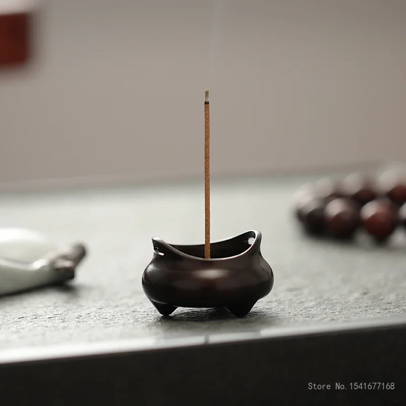 Creative Purple Brass Mini Line Incense Burner, Home Indoor, Sandalwood Vertical Incense Insertion, Retro, Small censer 3 cm 1Pc
