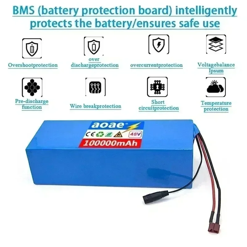 13S5P 48V 100Ah electric vehicle lithium battery pack suitable for electric scooter mountain bike 250-1000w