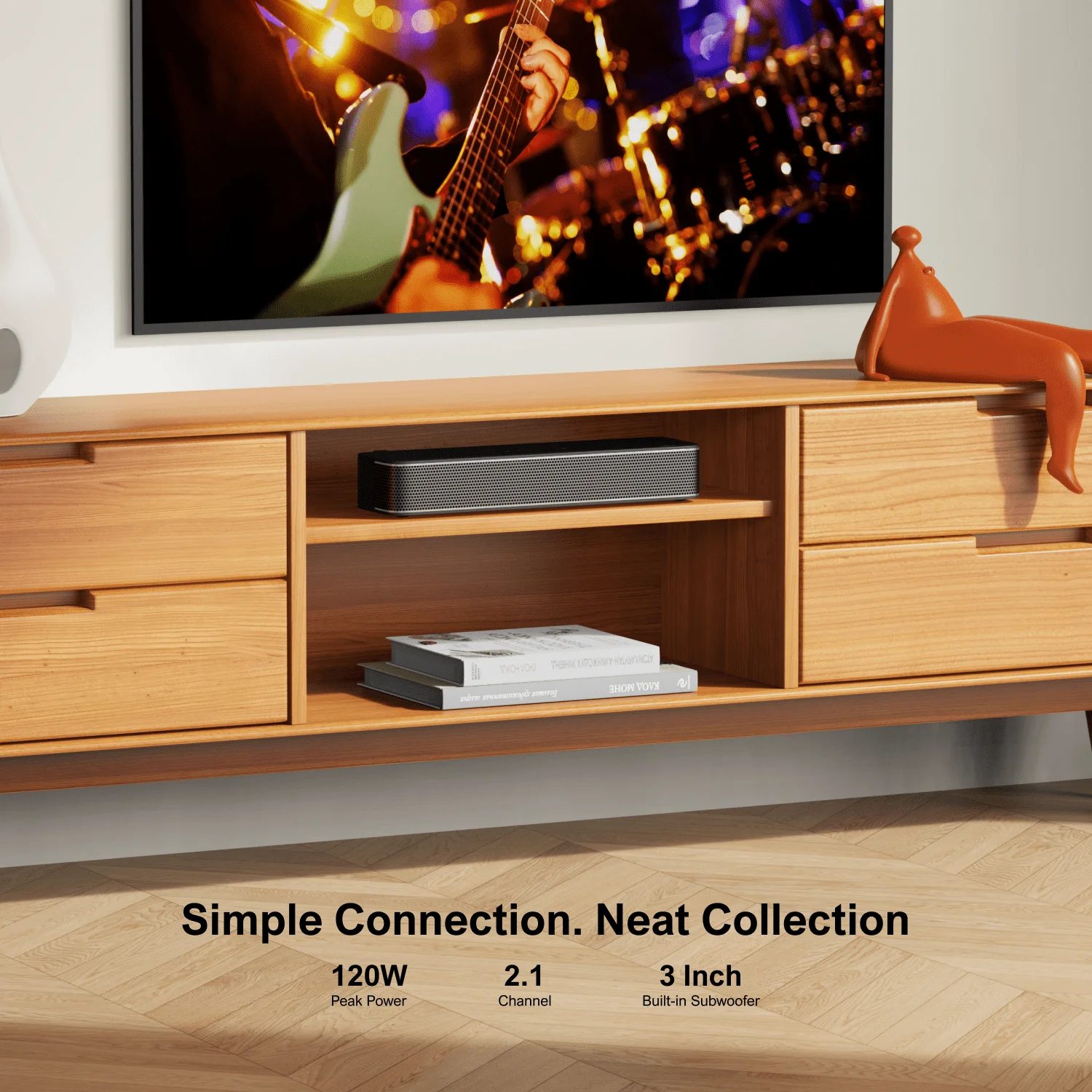 ULTIMEA Peak Power 120W, 2.1ch Sound Bar for TV, All-in-One PC Soundbar, Built-in Subwoofer, APP Control,Solo B30 Pro Series 3