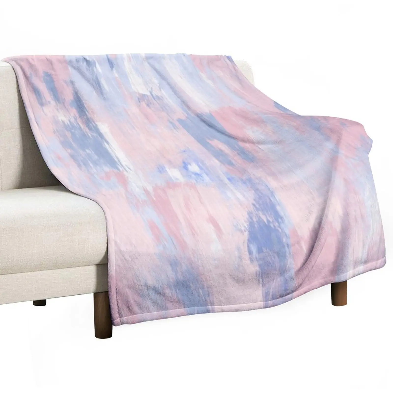 

Abstract Blush and Blue Paint Strokes Throw Blanket Soft Plaid Picnic Blanket Sofa Throw Blanket