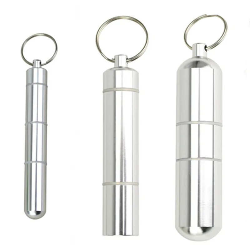 Aluminum Pill Box Case Capsule Keychain Outdoor Survival Waterproof