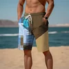3D Printed Color Block Beach Shorts Men Colorful Plaid Pattern Short Pants Summer Hawaiian Casual Sports Quick Dry Swim Trunks 5