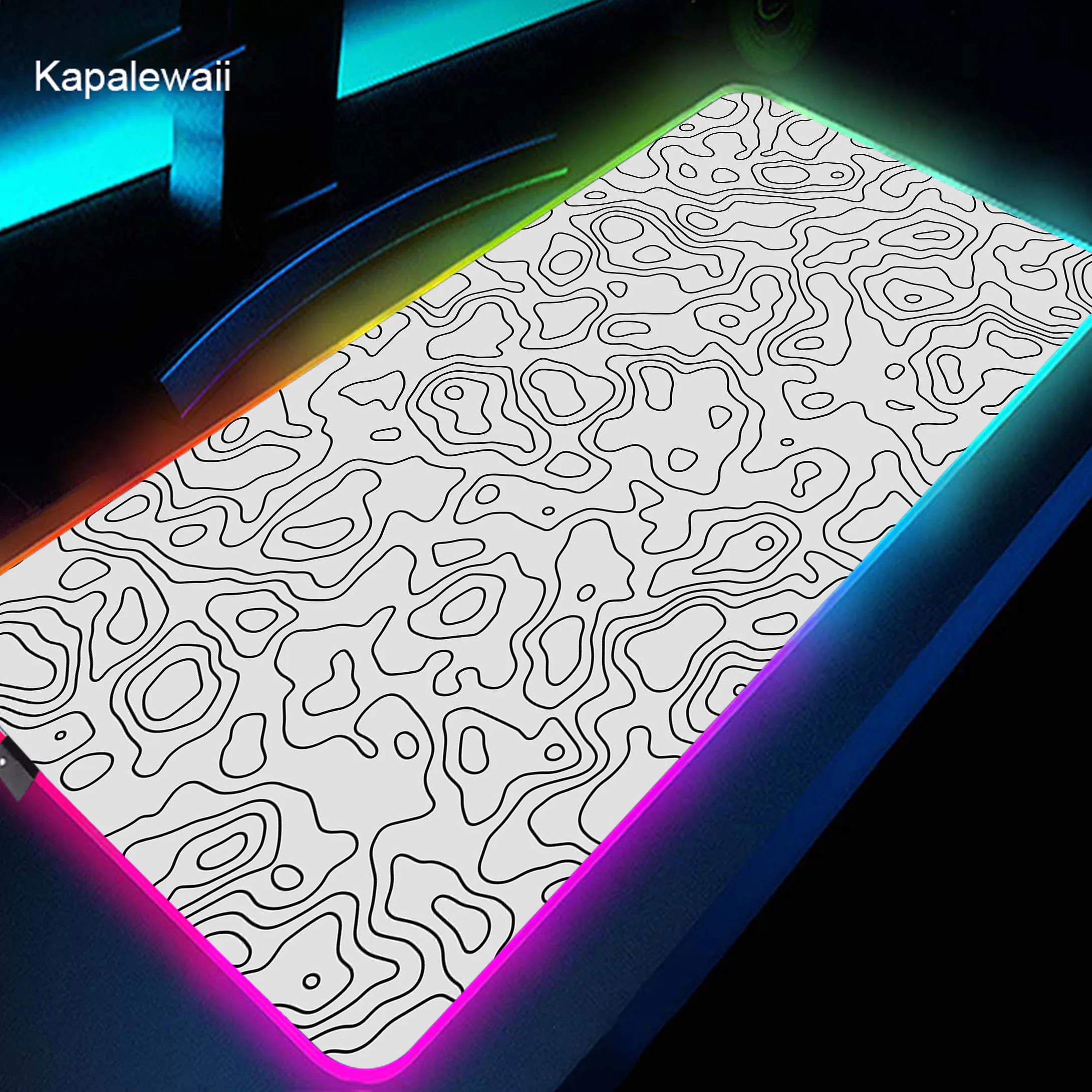 

Large Black and White RGB Mouse Pad Gamer Game Keyboard Mousepad Locking Edge Mouse Mats Big LED Luminous Rubber Desktop Carpet