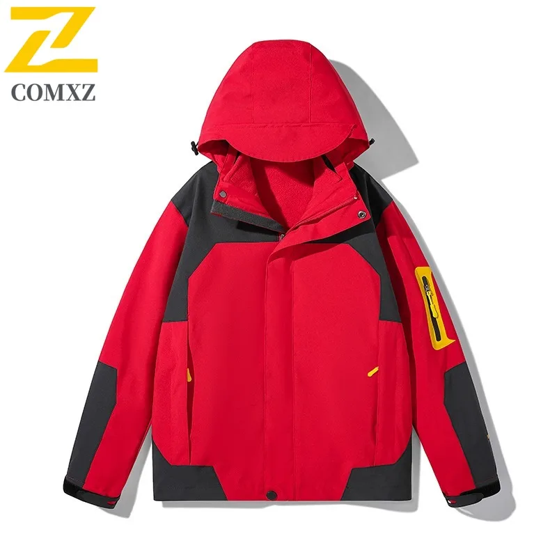 COMXZ Men Outdoor Jacket Thickened Mountaineering Windproof Warm Parka Fashion Hooded Design Cold Resistant Winter Jackets