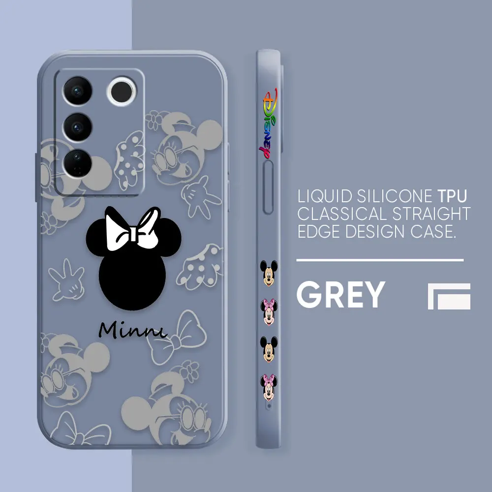 Case For VIVO S5 S6 S7 S9 S10 S15 S16 S16E T1 V15 V20 V23 PRO 5G Simple Liquid Silicone Case Anime Cute Mickey Minnie Mouse