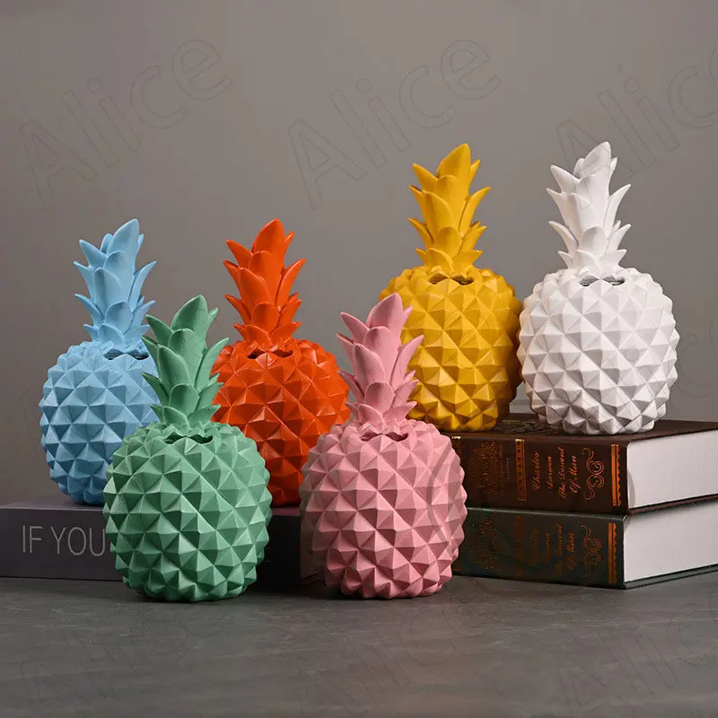 

Европейские полимерные украшения для гостиной, настольные простые крючки в форме ананаса, креативная банка для наличных и депозитных денег, украшение для дома