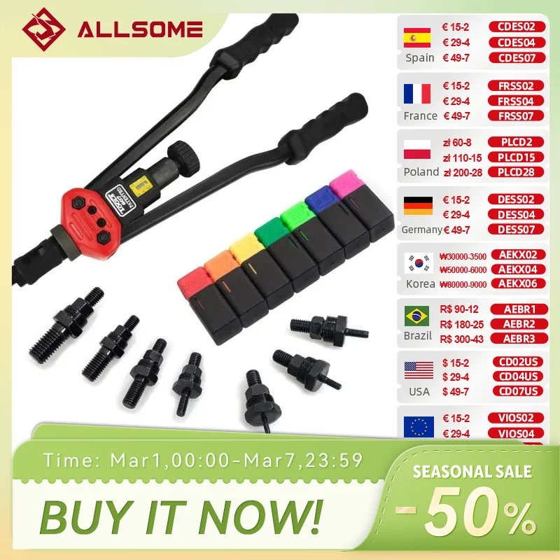 ALLSOME – Pince à riveter 16", pour rivets M3/M4/M5/M6/M8/M10/M12 (BT-607), outil manuel