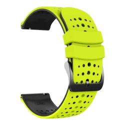 Breathable Silicone Strap 22mm Replacement Wristband Bracelet - 22mm Universal (Green Black)