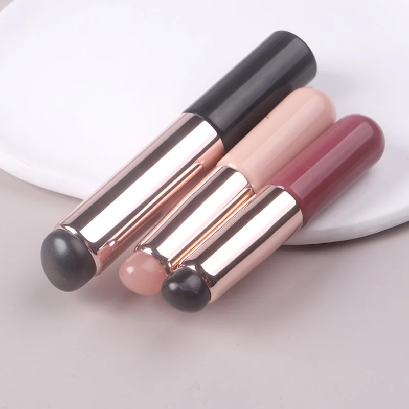 Tszs 1pcs/Lot Nail Art Silicone Brush With Lid Reusable Mirror Aurora Powder Easy-Daub Pigment Nail art Silicone Stick 2