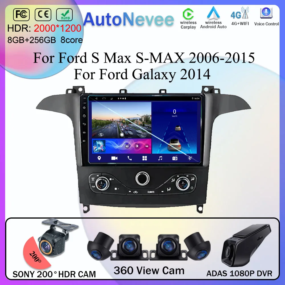 

Carplay Android для Ford S Max S-MAX 2006-2015 автомобильное радио для Ford Galaxy 2014 Автомобильный мультимедийный видеоплеер GPS Радио DVD WIFI BT