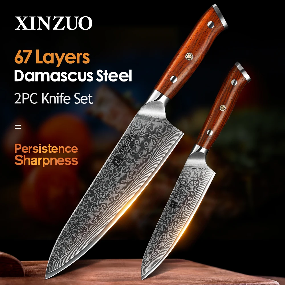 verlegen blauwe vinvis stropdas Xinzuo 2 Stuks Chef Keukenmes Set VG10 Damascus Staal Chef Utility Messen  Palissander Handvat Beste Kwaliteit Keuken Koken Gereedschap|Messenset| -  AliExpress