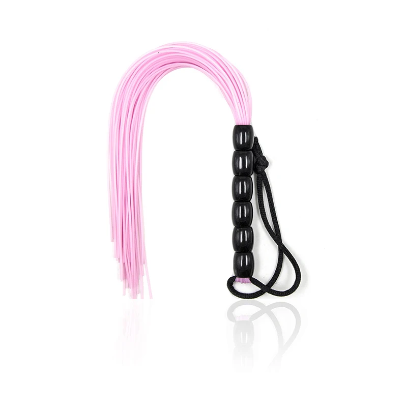 21cm Bead String Handle Silicone Tassels Small Horse Whip Riding Crop Flogger Paddle Slapper Horse Training Dressage Whips 5