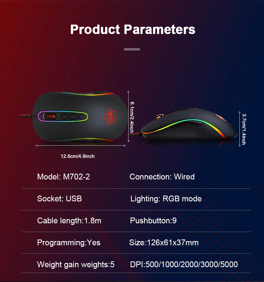 Elevate your gaming experience with phoenix 2 m702 rgb wired gaming mouse – 10000 dpi, 11 programmable buttons, ergonomic design, perfect for computer pc gamers and laptops
