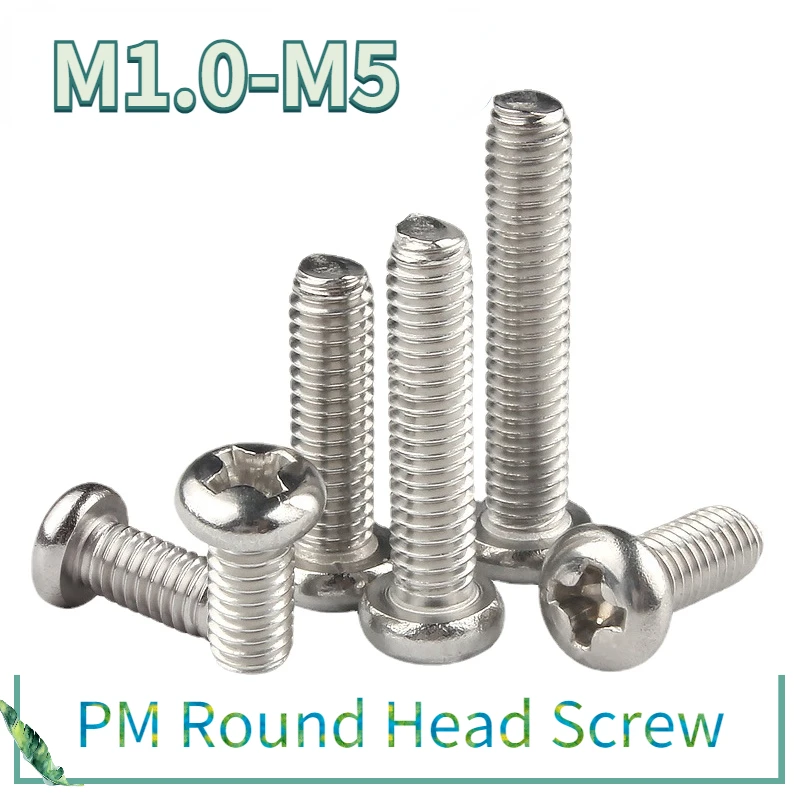

200/100/50pcs 304Stainless Steel Phillips Cross Recessed Pan Head Screws DIN7985 M1 M1.2 M1.4 M1.6 M1.7 M2 M2.5 M3 M3.5 M4 M5