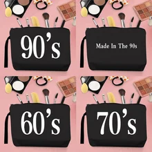 

2022 Women's Makeup Brush Storage Bag Change Canvas Clutch Year Pattern Printing Series Portable Storage Travel with Rope Black