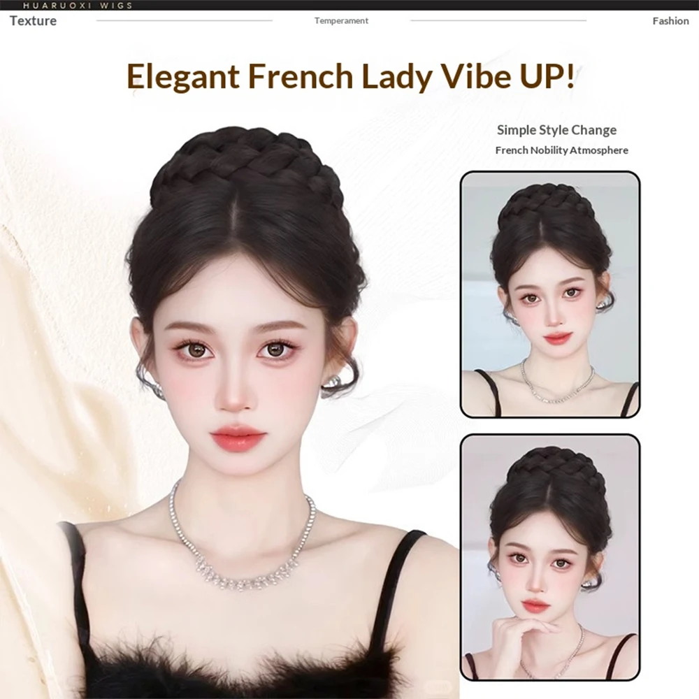 합성 헤어 시뇽 번 도넛 브레이드 헤어피스 스크런치 클립인 헤어 번 익스텐션 스트레이트 업두 웨딩 파티 데일리용