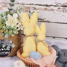 Easter Rabbit Pink Yellow Ornament Cute Cloth Bunny Doll for Spring Easter Home Party Decoration Kids Gift DIY Crafts Supplies