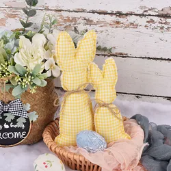 Easter Rabbit Pink Yellow Ornament Cute Cloth Bunny Doll for Spring Easter Home Party Decoration Kids Gift DIY Crafts Supplies
