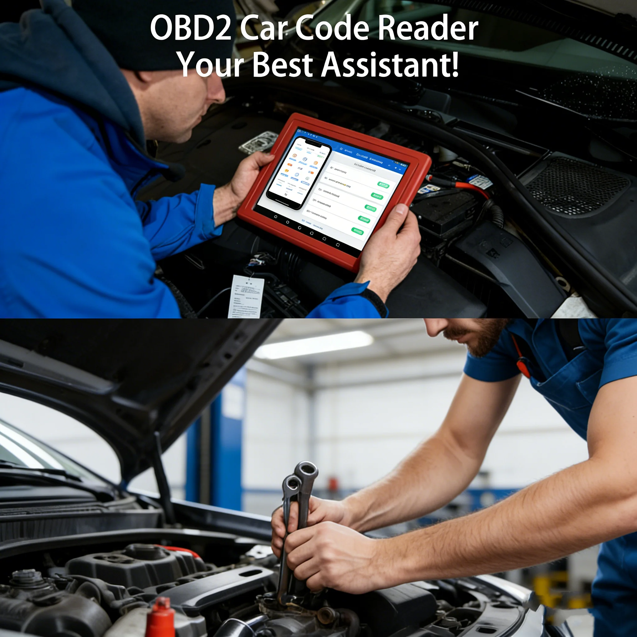 Wireless ELM327 OBD2 Scanner Bluetooth Auto Diagnostic Scan Tool Car Code Reader Check Engine Light with Free No-Ads App
