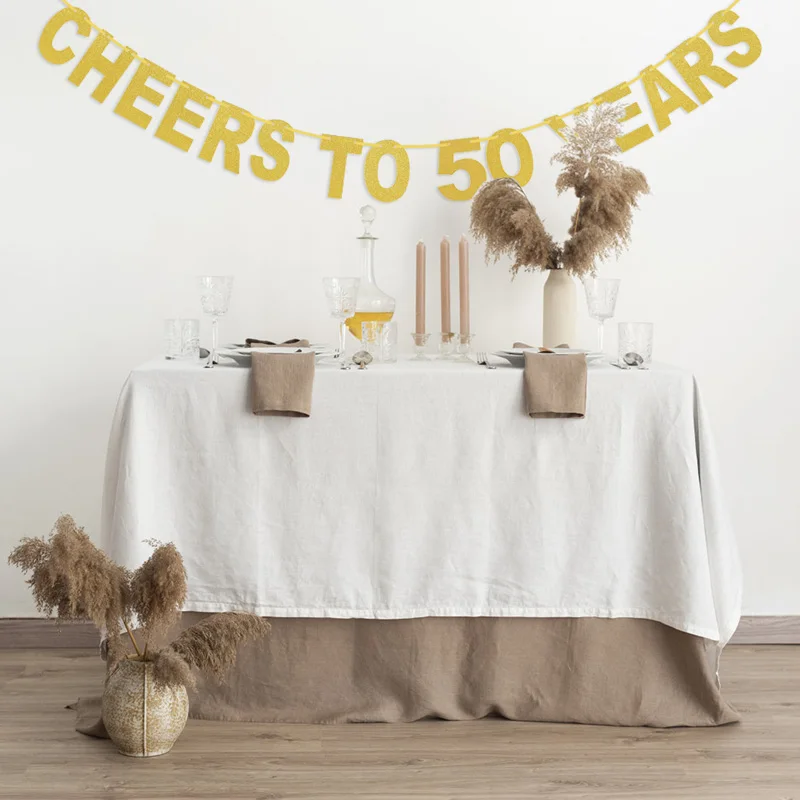 Happy Birthday Banner Flags Gold Cheer To 30th 40th 50th 60th Paper Garland Bunting Adult Birthday Party Hanging Decoration paper birthday banner birthday banner paper garland party decorations triangular flags burlap linen bunting flags