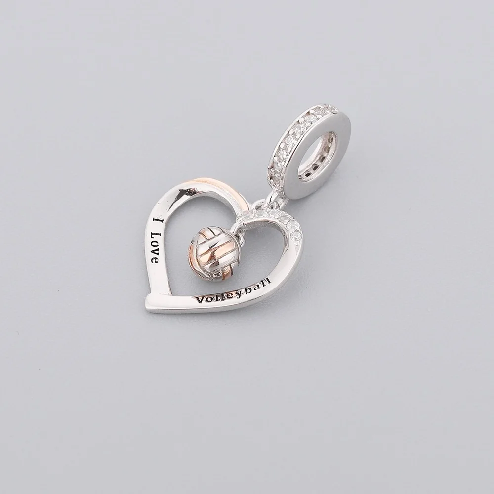 HuooNew Fit Original Brand Charm Bracelet 925 Sterling Silver Jumping Volleyball Girl Beads Pendant For Making Berloque 2022 New 4
